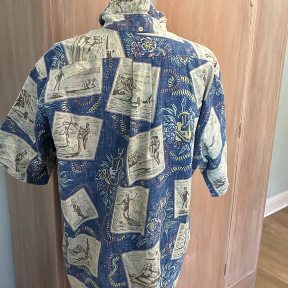Reyn Spooner Vintage Hawaiian shirt Reverse Print postcard blue popover surf L - Picture 5 of 16
